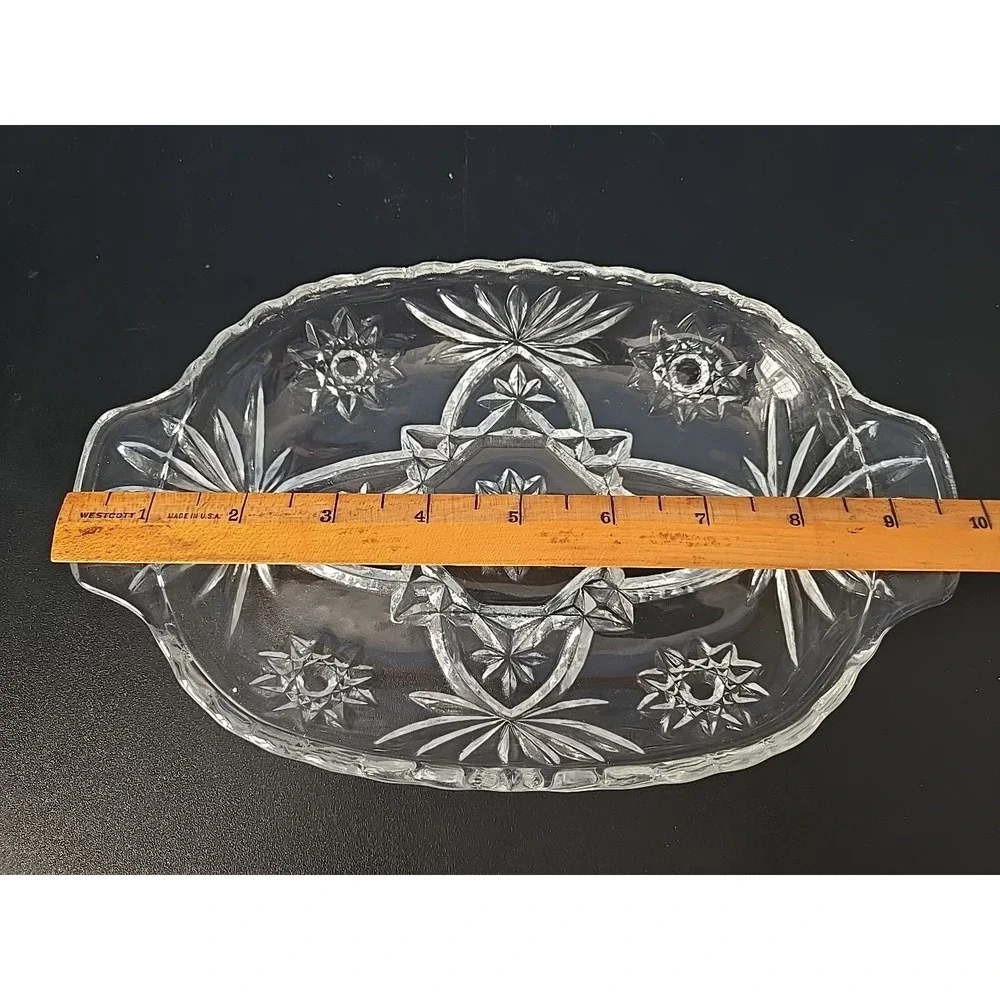 Vintage Anchor Hocking Prescut Star of David Deli Relish Divided Dish‎ Handles